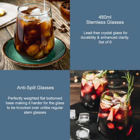 Stemless Wine Glasses – Set of 6