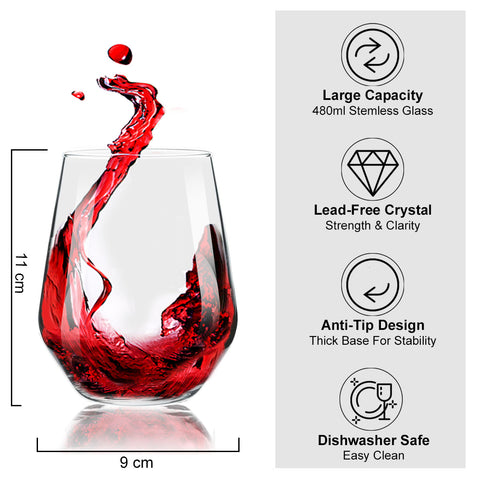 Stemless Wine Glasses – Set of 6