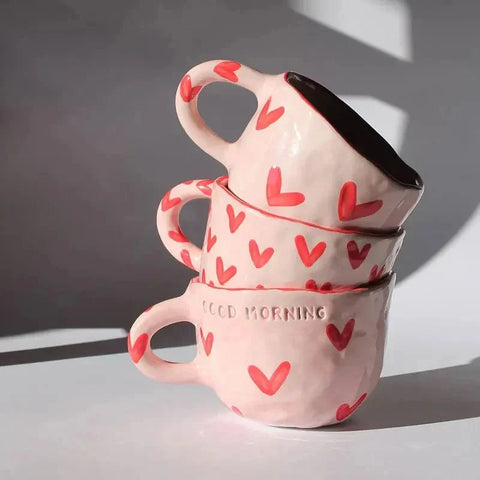 Ceramic Mug with Pink Heart – Romantic Coffee Cup