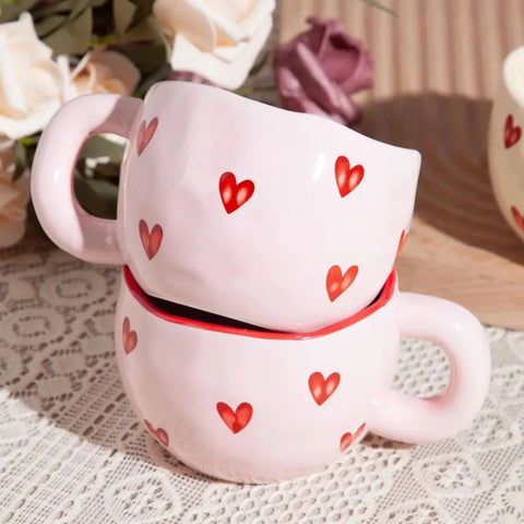 Ceramic Mug with Pink Heart – Romantic Coffee Cup