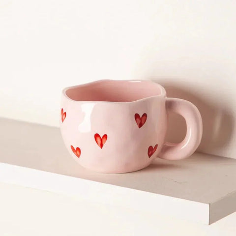 Ceramic Mug with Pink Heart – Romantic Coffee Cup