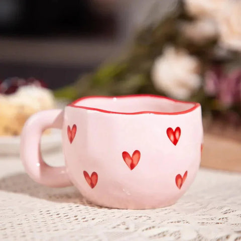 Ceramic Mug with Pink Heart – Romantic Coffee Cup