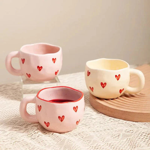 Ceramic Mug with Pink Heart – Romantic Coffee Cup