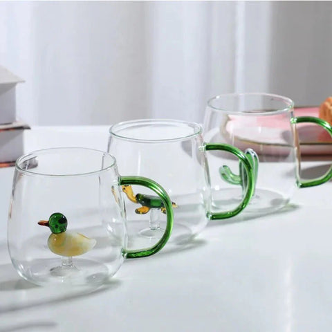 Borosilicate Glass Mug with 3D Animal Design