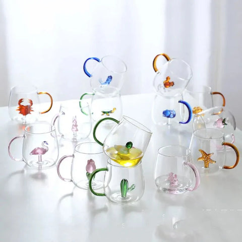 Borosilicate Glass Mug with 3D Animal Design