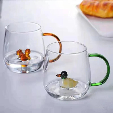 Borosilicate Glass Mug with 3D Animal Design