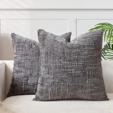 Chenille Throw Pillow with Bamboo Texture – Solid Color Cushion for Sofa & Bedroom