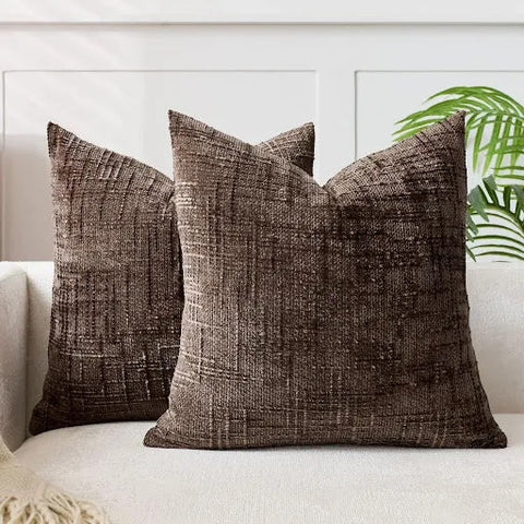 Chenille Throw Pillow with Bamboo Texture – Solid Color Cushion for Sofa & Bedroom