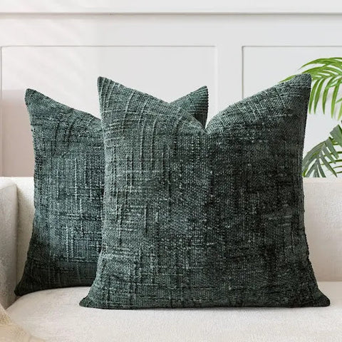 Chenille Throw Pillow with Bamboo Texture – Solid Color Cushion for Sofa & Bedroom