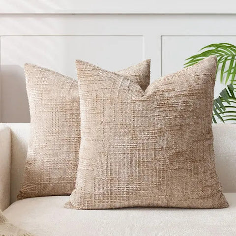 Chenille Throw Pillow with Bamboo Texture – Solid Color Cushion for Sofa & Bedroom