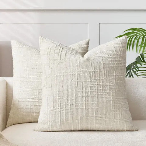 Chenille Throw Pillow with Bamboo Texture – Solid Color Cushion for Sofa & Bedroom
