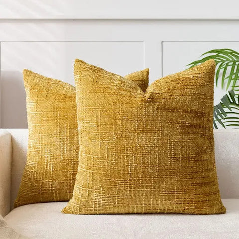 Chenille Throw Pillow with Bamboo Texture – Solid Color Cushion for Sofa & Bedroom