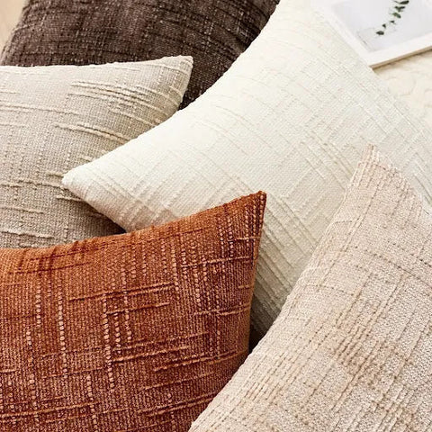 Chenille Throw Pillow with Bamboo Texture – Solid Color Cushion for Sofa & Bedroom