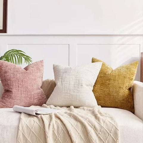 Chenille Throw Pillow with Bamboo Texture – Solid Color Cushion for Sofa & Bedroom