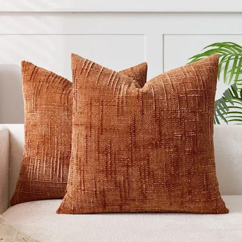 Chenille Throw Pillow with Bamboo Texture – Solid Color Cushion for Sofa & Bedroom