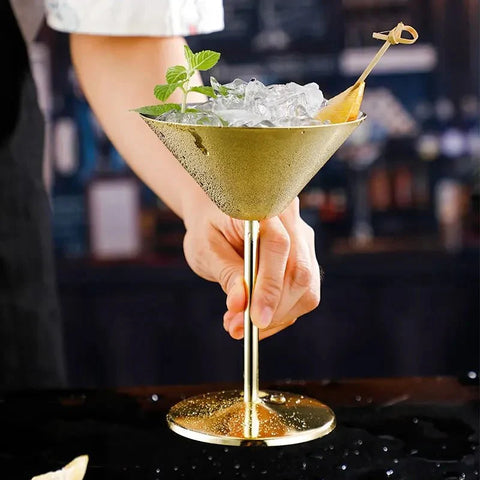 Double-walled stainless steel cocktail glasses