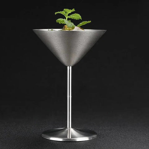 Double-walled stainless steel cocktail glasses
