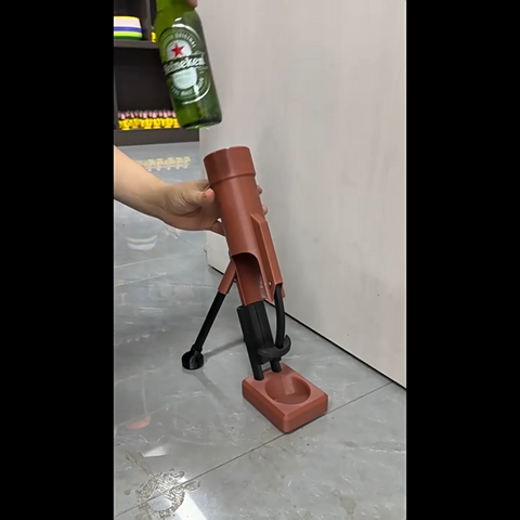 Beer Bottle Mortar Opener – Novelty Cap-Launching Bar & Desk Accessory