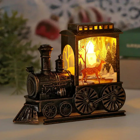 LED Vintage Train Lantern – Warm Light Christmas Decoration