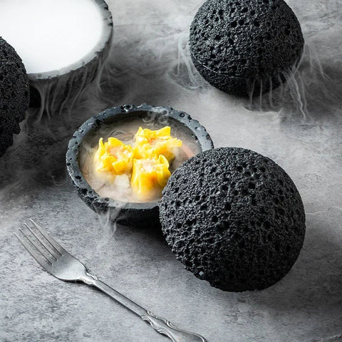 Volcanic Stone-Style Porcelain Bowl – Elegant Decorative Centerpiece