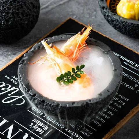 Volcanic Stone-Style Porcelain Bowl – Elegant Decorative Centerpiece
