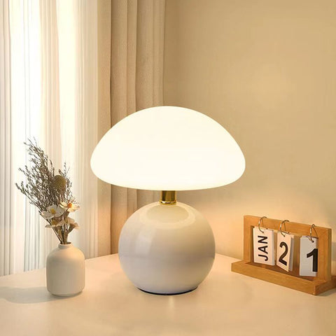 French Cream Mushroom Ceramic Table Lamp